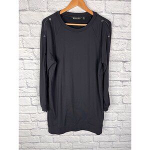 ATHLETA Women's Black Snappy Sweatshirt Tunic Dress Medium